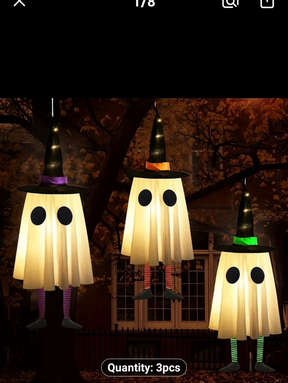 New Hanging Halloween Ghost Witch Lights - Set of 3 #1210-1346